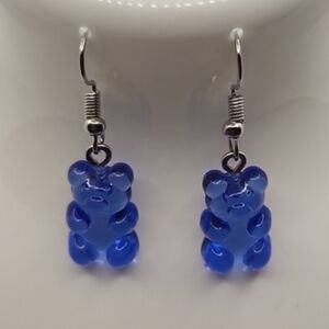 Fun Novelty Food Candy‎ Gummy Bear Dangle Fish Hook Resin Earrings